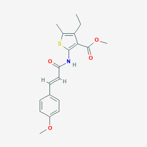 molecular formula C19H21NO4S B443485 Methyl 4-ethyl-2-{[3-(4-methoxyphenyl)acryloyl]amino}-5-methyl-3-thiophenecarboxylate 