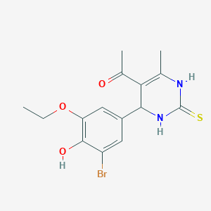 molecular formula C15H17BrN2O3S B443486 1-[4-(3-Bromo-5-ethoxy-4-hydroxyphenyl)-6-methyl-2-thioxo-1,2,3,4-tetrahydropyrimidin-5-yl]ethanone 
