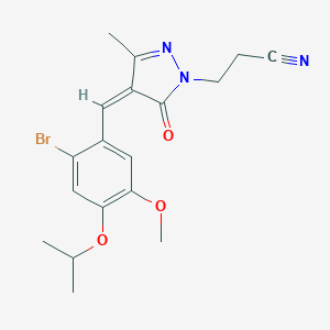 molecular formula C18H20BrN3O3 B443488 3-[4-(2-bromo-4-isopropoxy-5-methoxybenzylidene)-3-methyl-5-oxo-4,5-dihydro-1H-pyrazol-1-yl]propanenitrile 