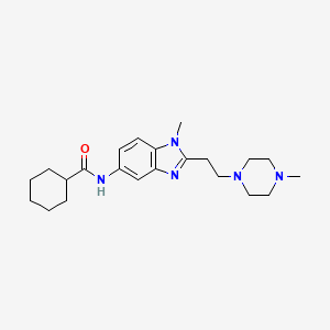 molecular formula C22H33N5O B4434881 N-{1-methyl-2-[2-(4-methyl-1-piperazinyl)ethyl]-1H-benzimidazol-5-yl}cyclohexanecarboxamide 