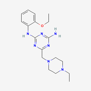 molecular formula C18H27N7O B4434899 N-(2-ethoxyphenyl)-6-[(4-ethyl-1-piperazinyl)methyl]-1,3,5-triazine-2,4-diamine 