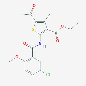 molecular formula C18H18ClNO5S B443494 Ethyl 5-acetyl-2-[(5-chloro-2-methoxybenzoyl)amino]-4-methylthiophene-3-carboxylate 