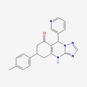 molecular formula C21H19N5O B4434973 6-(4-methylphenyl)-9-(3-pyridinyl)-5,6,7,9-tetrahydro[1,2,4]triazolo[5,1-b]quinazolin-8(4H)-one 