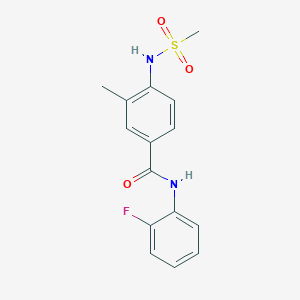 molecular formula C15H15FN2O3S B4434991 N-(2-fluorophenyl)-3-methyl-4-[(methylsulfonyl)amino]benzamide 