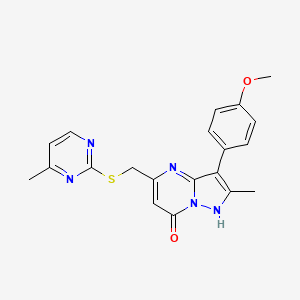 molecular formula C20H19N5O2S B4435007 3-(4-methoxyphenyl)-2-methyl-5-{[(4-methyl-2-pyrimidinyl)thio]methyl}pyrazolo[1,5-a]pyrimidin-7(4H)-one 