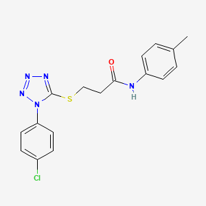 3-{[1-(4-chlorophenyl)-1H-tetrazol-5-yl]thio}-N-(4-methylphenyl)propanamide