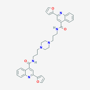 molecular formula C38H38N6O4 B443509 2-(2-furyl)-N-(3-{4-[3-({[2-(2-furyl)-4-quinolinyl]carbonyl}amino)propyl]-1-piperazinyl}propyl)-4-quinolinecarboxamide 