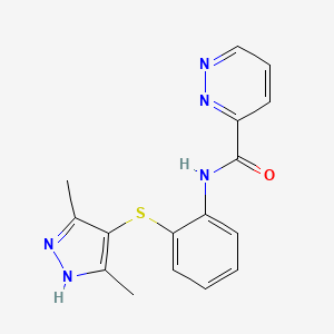 N-{2-[(3,5-dimethyl-1H-pyrazol-4-yl)thio]phenyl}pyridazine-3-carboxamide