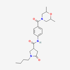 molecular formula C22H31N3O4 B4435110 1-butyl-N-{4-[(2,6-dimethyl-4-morpholinyl)carbonyl]phenyl}-5-oxo-3-pyrrolidinecarboxamide 