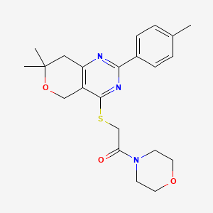 molecular formula C22H27N3O3S B4435132 7,7-dimethyl-2-(4-methylphenyl)-4-{[2-(4-morpholinyl)-2-oxoethyl]thio}-7,8-dihydro-5H-pyrano[4,3-d]pyrimidine 