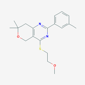 molecular formula C19H24N2O2S B4435144 4-[(2-methoxyethyl)thio]-7,7-dimethyl-2-(3-methylphenyl)-7,8-dihydro-5H-pyrano[4,3-d]pyrimidine 