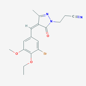 molecular formula C17H18BrN3O3 B443515 3-[4-(3-bromo-4-ethoxy-5-methoxybenzylidene)-3-methyl-5-oxo-4,5-dihydro-1H-pyrazol-1-yl]propanenitrile 