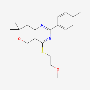 4-[(2-methoxyethyl)thio]-7,7-dimethyl-2-(4-methylphenyl)-7,8-dihydro-5H-pyrano[4,3-d]pyrimidine