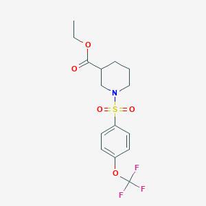 molecular formula C15H18F3NO5S B4435168 ethyl 1-{[4-(trifluoromethoxy)phenyl]sulfonyl}-3-piperidinecarboxylate 