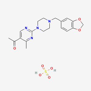 molecular formula C19H24N4O7S B4435171 1-{2-[4-(1,3-benzodioxol-5-ylmethyl)-1-piperazinyl]-4-methyl-5-pyrimidinyl}ethanone sulfate 