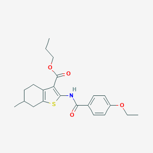 molecular formula C22H27NO4S B443520 Propyl 2-[(4-ethoxybenzoyl)amino]-6-methyl-4,5,6,7-tetrahydro-1-benzothiophene-3-carboxylate 
