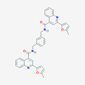 molecular formula C38H30N4O4 B443521 N,N'-(benzene-1,3-diyldimethanediyl)bis[2-(5-methylfuran-2-yl)quinoline-4-carboxamide] 