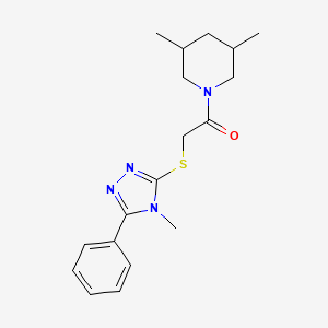 3,5-dimethyl-1-{[(4-methyl-5-phenyl-4H-1,2,4-triazol-3-yl)thio]acetyl}piperidine