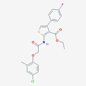 molecular formula C22H19ClFNO4S B443522 Ethyl 2-{[(4-chloro-2-methylphenoxy)acetyl]amino}-4-(4-fluorophenyl)-3-thiophenecarboxylate 