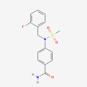 molecular formula C15H15FN2O3S B4435272 4-[(2-fluorobenzyl)(methylsulfonyl)amino]benzamide 
