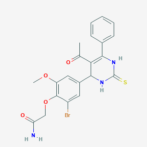 molecular formula C21H20BrN3O4S B443529 2-[4-(5-Acetyl-6-phenyl-2-thioxo-1,2,3,4-tetrahydro-4-pyrimidinyl)-2-bromo-6-methoxyphenoxy]acetamide 