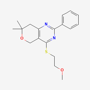 4-[(2-methoxyethyl)thio]-7,7-dimethyl-2-phenyl-7,8-dihydro-5H-pyrano[4,3-d]pyrimidine