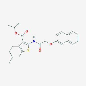 molecular formula C25H27NO4S B443533 Isopropyl 6-methyl-2-{[(2-naphthyloxy)acetyl]amino}-4,5,6,7-tetrahydro-1-benzothiophene-3-carboxylate 