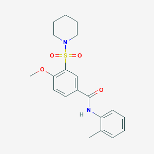 molecular formula C20H24N2O4S B4435338 4-methoxy-N-(2-methylphenyl)-3-(1-piperidinylsulfonyl)benzamide 