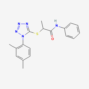 molecular formula C18H19N5OS B4435344 2-{[1-(2,4-dimethylphenyl)-1H-tetrazol-5-yl]thio}-N-phenylpropanamide 