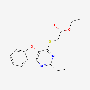 molecular formula C16H16N2O3S B4435380 ethyl [(2-ethyl[1]benzofuro[3,2-d]pyrimidin-4-yl)thio]acetate 