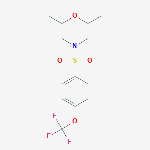 molecular formula C13H16F3NO4S B4435400 2,6-dimethyl-4-{[4-(trifluoromethoxy)phenyl]sulfonyl}morpholine 
