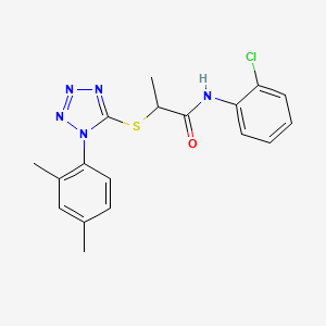 molecular formula C18H18ClN5OS B4435465 N-(2-chlorophenyl)-2-{[1-(2,4-dimethylphenyl)-1H-tetrazol-5-yl]thio}propanamide 
