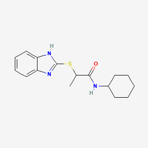 molecular formula C16H21N3OS B4435467 2-(1H-benzimidazol-2-ylthio)-N-cyclohexylpropanamide 
