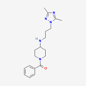 molecular formula C19H27N5O B4435478 1-benzoyl-N-[3-(3,5-dimethyl-1H-1,2,4-triazol-1-yl)propyl]piperidin-4-amine 