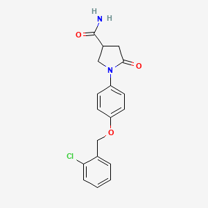 molecular formula C18H17ClN2O3 B4435480 1-{4-[(2-chlorobenzyl)oxy]phenyl}-5-oxo-3-pyrrolidinecarboxamide 