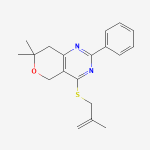 molecular formula C19H22N2OS B4435513 7,7-dimethyl-4-[(2-methyl-2-propen-1-yl)thio]-2-phenyl-7,8-dihydro-5H-pyrano[4,3-d]pyrimidine 