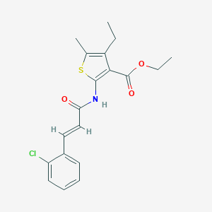 molecular formula C19H20ClNO3S B443556 Ethyl 2-{[3-(2-chlorophenyl)acryloyl]amino}-4-ethyl-5-methyl-3-thiophenecarboxylate 