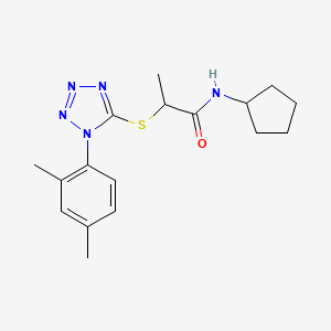 molecular formula C17H23N5OS B4435581 N-cyclopentyl-2-{[1-(2,4-dimethylphenyl)-1H-tetrazol-5-yl]thio}propanamide 