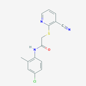 molecular formula C15H12ClN3OS B4435589 N-(4-chloro-2-methylphenyl)-2-[(3-cyano-2-pyridinyl)thio]acetamide 