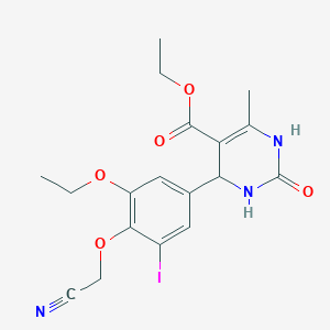 molecular formula C18H20IN3O5 B443560 Ethyl 4-[4-(cyanomethoxy)-3-ethoxy-5-iodophenyl]-6-methyl-2-oxo-1,2,3,4-tetrahydro-5-pyrimidinecarboxylate 