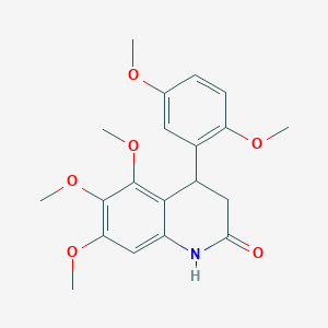 molecular formula C20H23NO6 B4435629 4-(2,5-dimethoxyphenyl)-5,6,7-trimethoxy-3,4-dihydro-2(1H)-quinolinone 