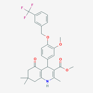 molecular formula C29H30F3NO5 B443566 Methyl 4-(3-methoxy-4-{[3-(trifluoromethyl)benzyl]oxy}phenyl)-2,7,7-trimethyl-5-oxo-1,4,5,6,7,8-hexahydroquinoline-3-carboxylate 