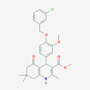molecular formula C28H30ClNO5 B443571 Methyl 4-{4-[(3-chlorobenzyl)oxy]-3-methoxyphenyl}-2,7,7-trimethyl-5-oxo-1,4,5,6,7,8-hexahydro-3-quinolinecarboxylate 