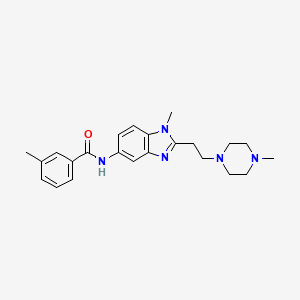 molecular formula C23H29N5O B4435713 3-methyl-N-{1-methyl-2-[2-(4-methyl-1-piperazinyl)ethyl]-1H-benzimidazol-5-yl}benzamide 