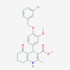 molecular formula C26H26ClNO5 B443572 Methyl 4-{4-[(3-chlorobenzyl)oxy]-3-methoxyphenyl}-2-methyl-5-oxo-1,4,5,6,7,8-hexahydro-3-quinolinecarboxylate 