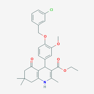 molecular formula C29H32ClNO5 B443573 Ethyl 4-{4-[(3-chlorobenzyl)oxy]-3-methoxyphenyl}-2,7,7-trimethyl-5-oxo-1,4,5,6,7,8-hexahydro-3-quinolinecarboxylate 