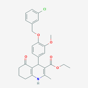 molecular formula C27H28ClNO5 B443574 Ethyl 4-{4-[(3-chlorobenzyl)oxy]-3-methoxyphenyl}-2-methyl-5-oxo-1,4,5,6,7,8-hexahydro-3-quinolinecarboxylate 
