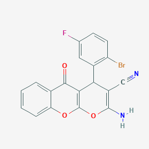 molecular formula C19H10BrFN2O3 B443578 2-amino-4-(2-bromo-5-fluorophenyl)-5-oxo-4H,5H-pyrano[2,3-b]chromene-3-carbonitrile 