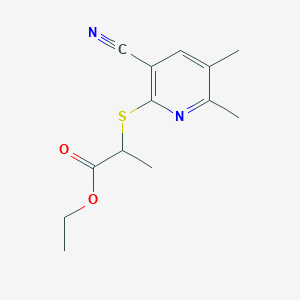 molecular formula C13H16N2O2S B443579 Ethyl 2-[(3-cyano-5,6-dimethyl-2-pyridinyl)sulfanyl]propanoate 