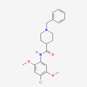 molecular formula C21H25ClN2O3 B4435808 1-benzyl-N-(4-chloro-2,5-dimethoxyphenyl)-4-piperidinecarboxamide 